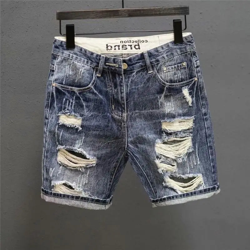Men's Slim Fit Stretch Denim Jeans - Distressed Detail — product view