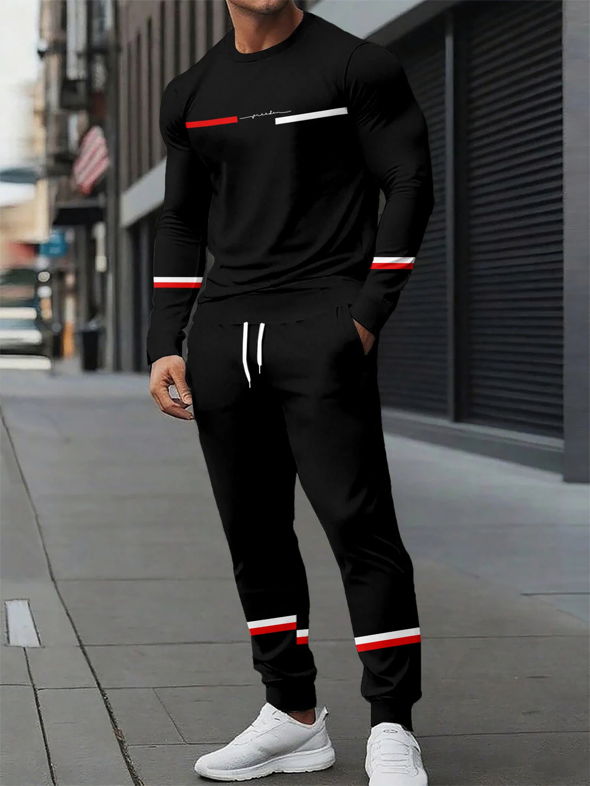 Men's Graphic Print Sweatshirt & Pants Set