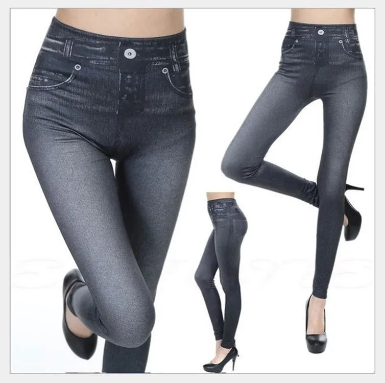 Women's Stretch Denim-Look Leggings — product view