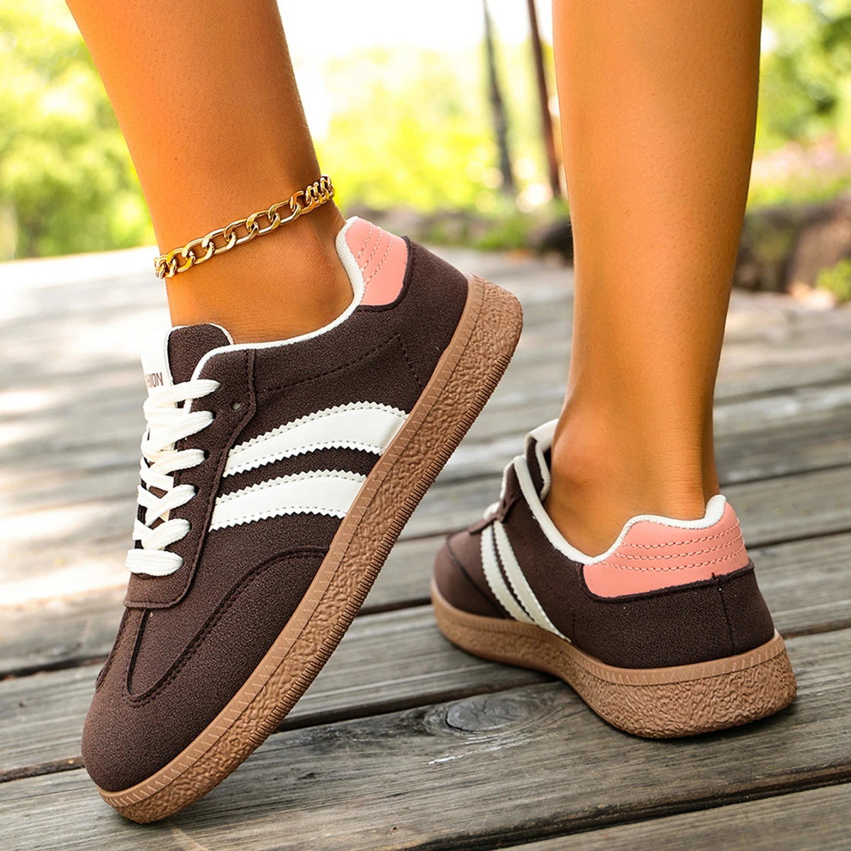 Women's Lightweight Striped Casual Sneakers — product view
