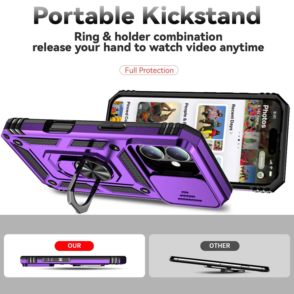 Ring Stand Phone Case for iPhone 16 Pro Max, iPhone 16 Pro, iPhone 14 Pro, iPhone 14, iPhone 15 Pro Max, iPhone 15 Pro, iPhone 16 Plus, iPhone 16, iPhone 14 Pro Max, iPhone 15 Plus, iPhone 15
