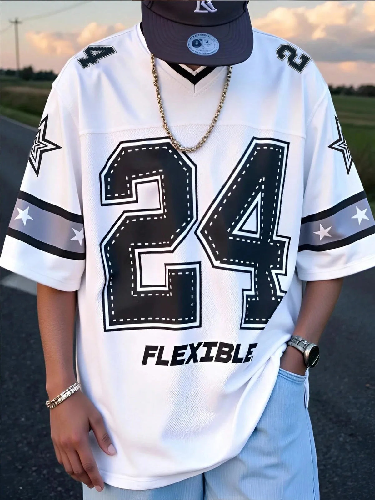 Men's Graphic Print V-Neck T-Shirt