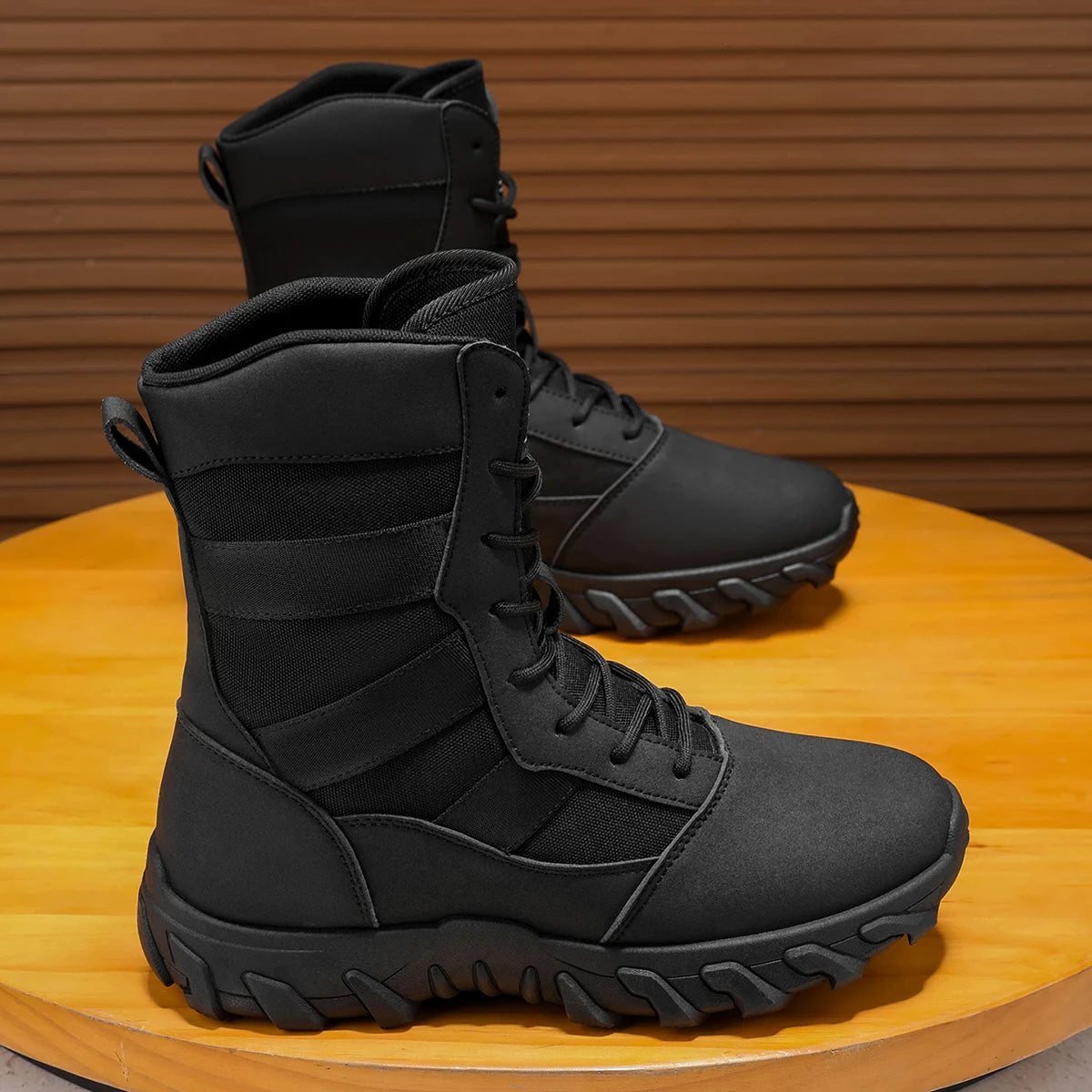 Men's Two-Tone Lace-Up High-Top Boots