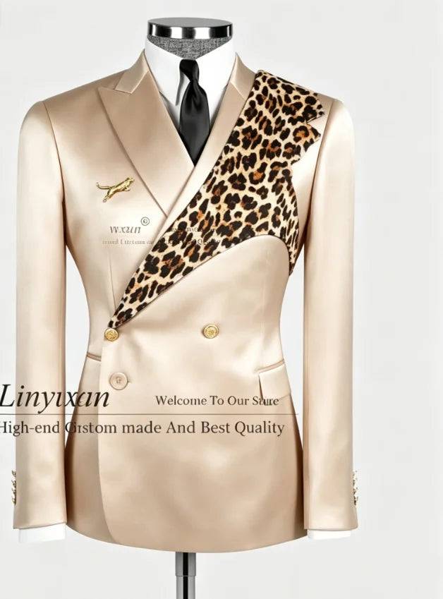 Men's Leopard Print 2-Piece Slim Fit Suit Set — product view
