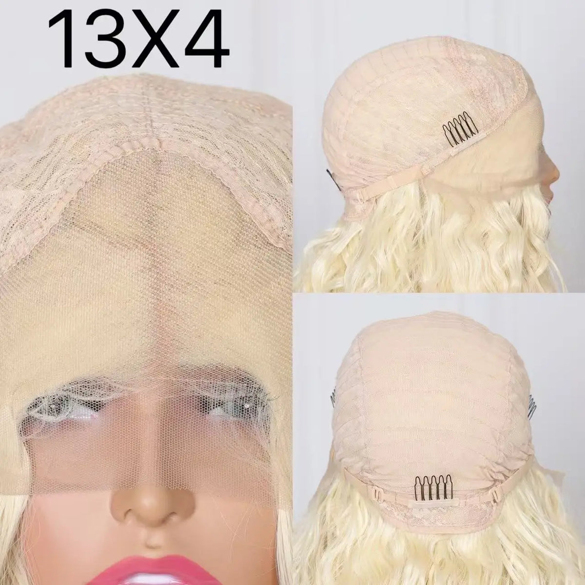 Long Silky Straight White Blonde Color Synthetic 13x4 HD Lace Frontal - OSASCO