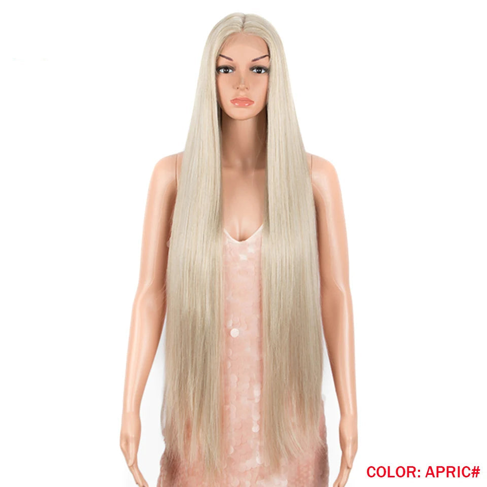 38 Inch Straight Hair Synthetic Lace Front Wig High Temperature Fiber - OSASCO