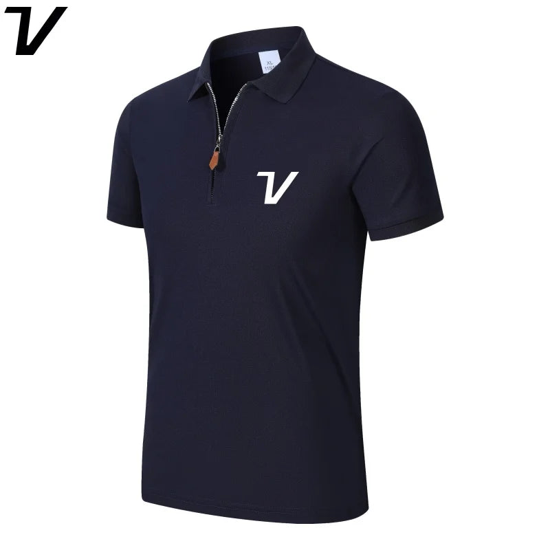 Men's Short-Sleeve Zip-Neck Polo Shirt