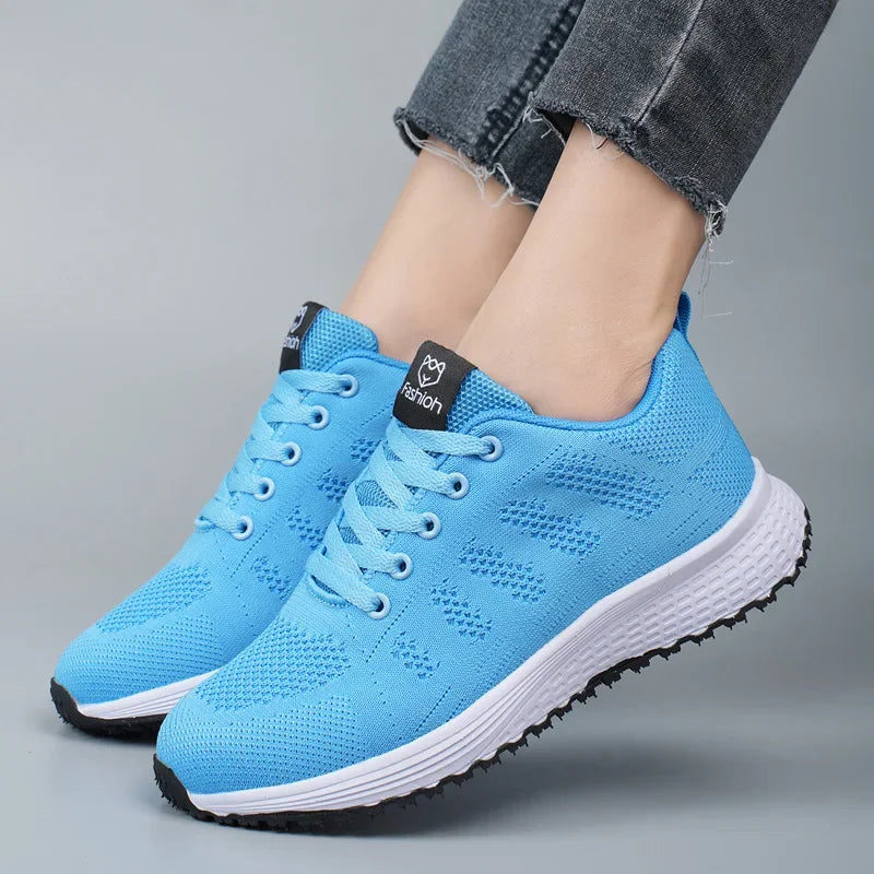 Women's Mesh Lace-Up Walking Sneakers — product view