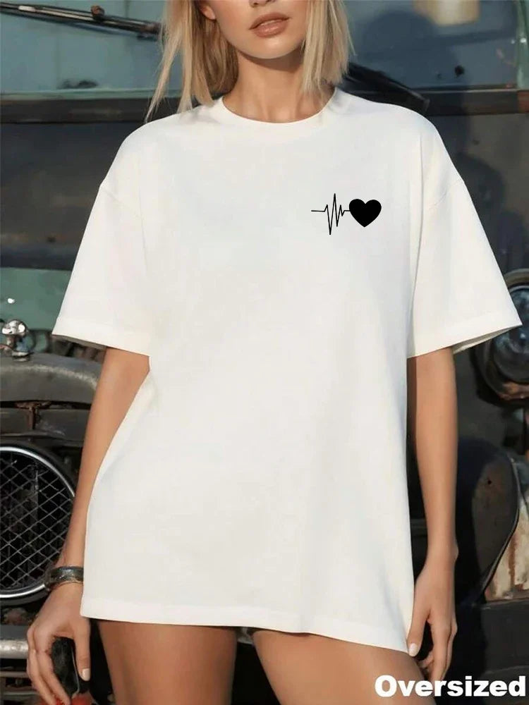 Women's Heart Print Casual T-Shirt