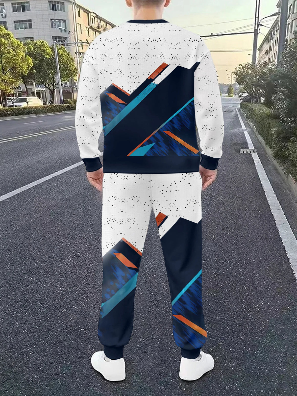 Men's Graphic Print Sweatshirt & Pants Set