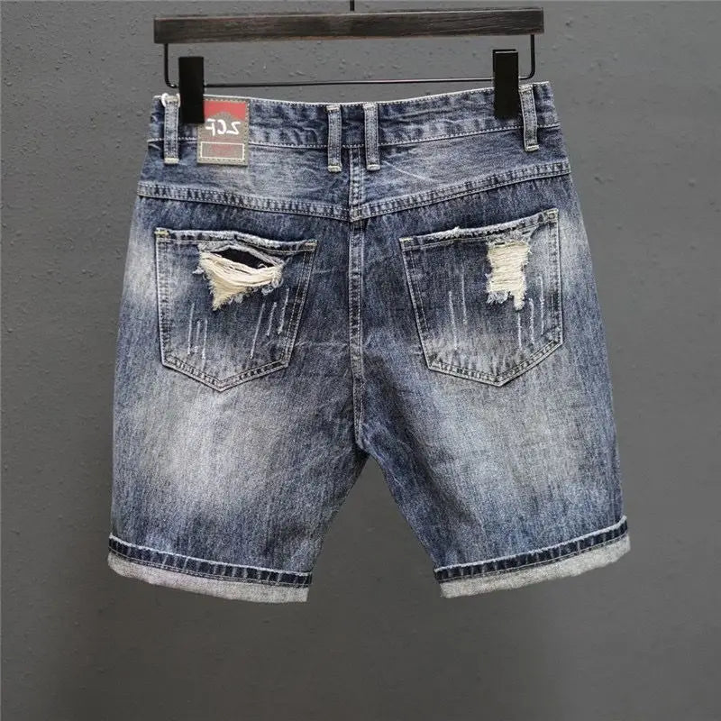 Men's Slim Fit Stretch Denim Jeans - Distressed Detail — product view