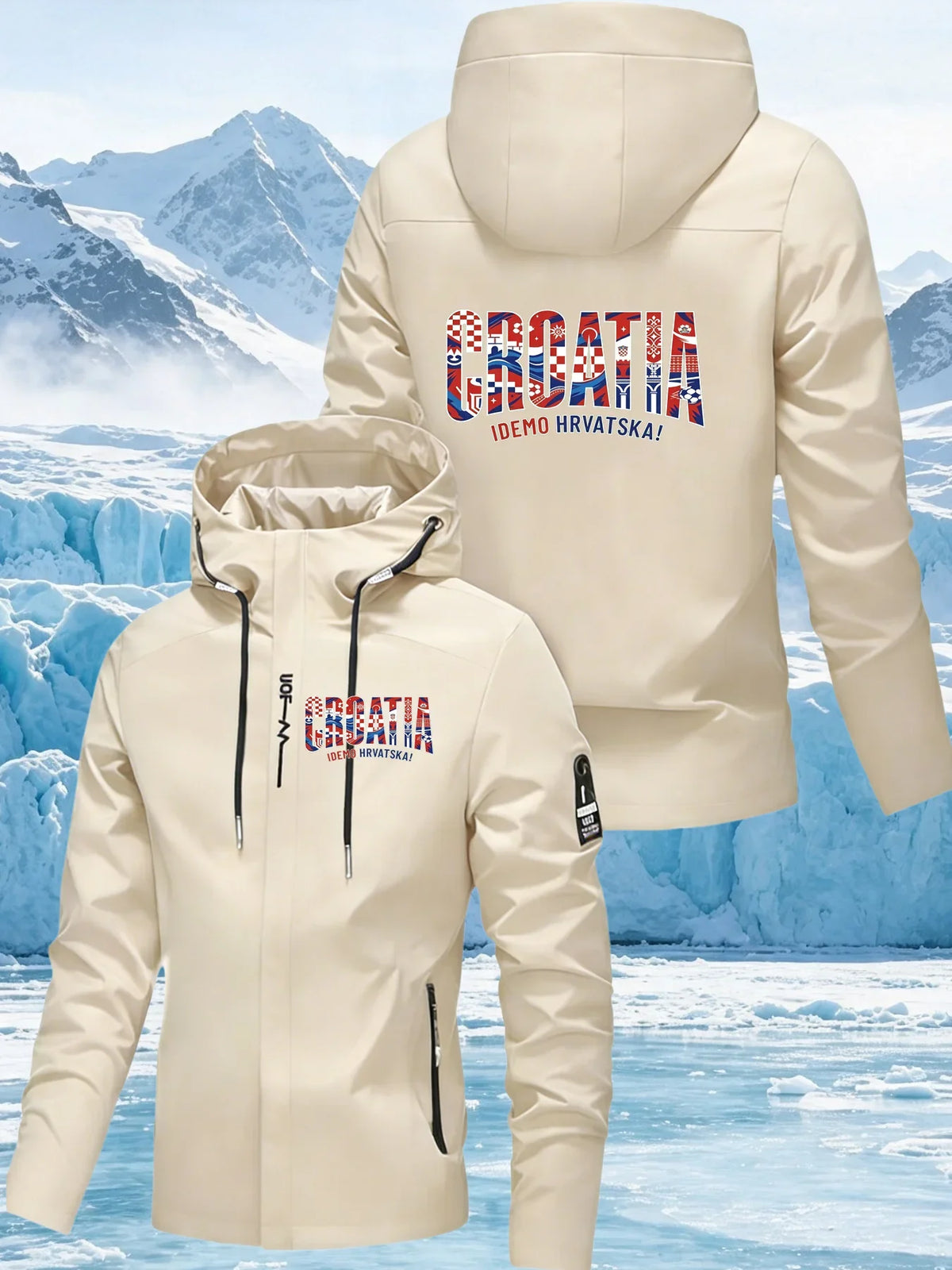 Men's Graphic Print Hooded Zip-Up Jacket