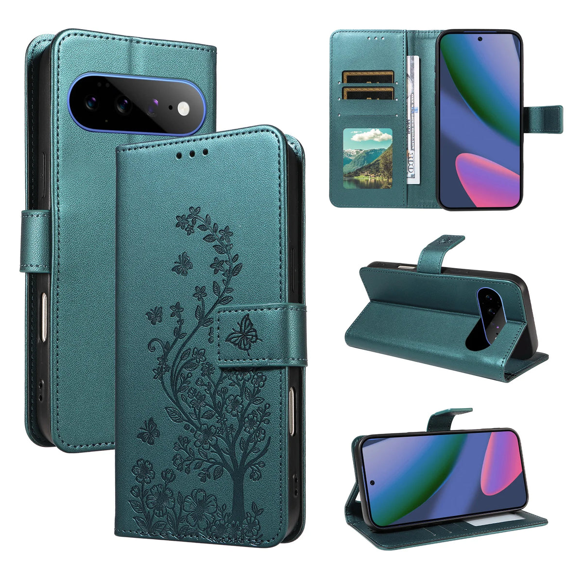 Floral Embossed Flip Wallet Phone Case for Google Pixel