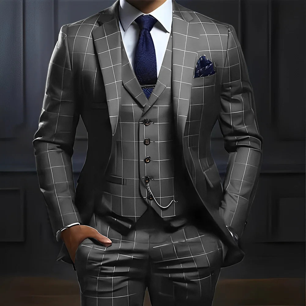 Men's Plaid 3-Piece Suit Set — product view