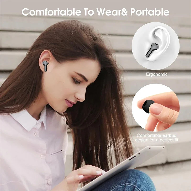 ENC Noise-Cancelling Wireless Earbuds with LED Display