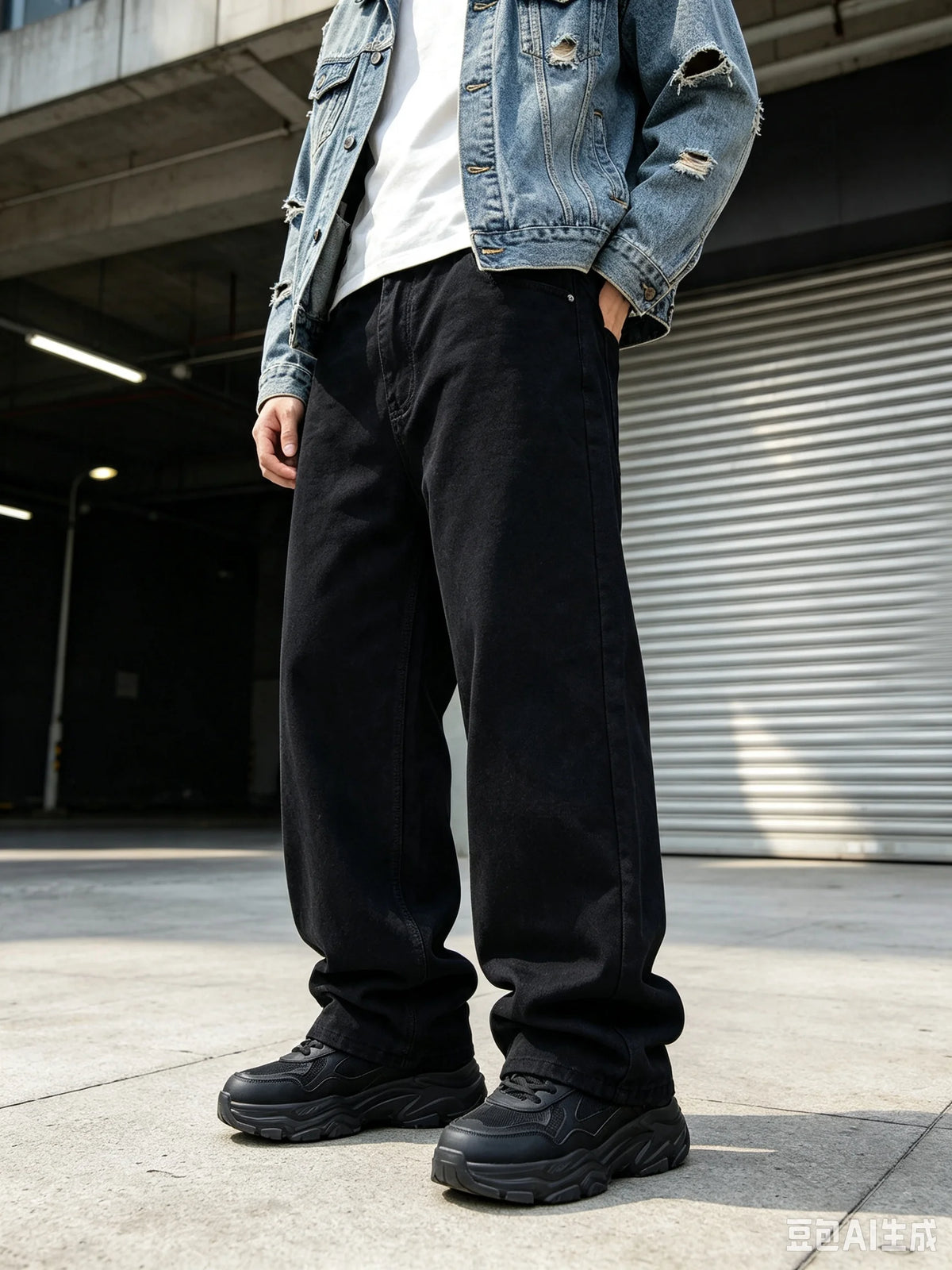 Men's Wide-Leg Stretch Denim Jeans — product view