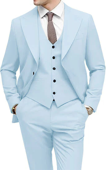 Men's 3-Piece Slim Fit Peak Lapel Suit Set — product view