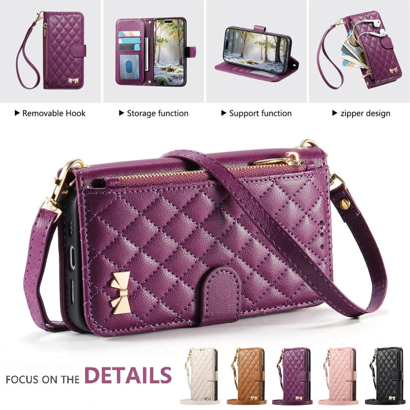 Magnetic Crossbody Zipper Wallet Phone Case for iPhone 14 Pro, iPhone 14 Plus, iPhone 14, iPhone 13 Pro Max, iPhone 13 Pro, iPhone 13, iPhone 12 Pro Max, iPhone 12 Pro, iPhone 12, iPhone 18 Pro Max, iPhone 18 Pro, iPhone 18 & More Models