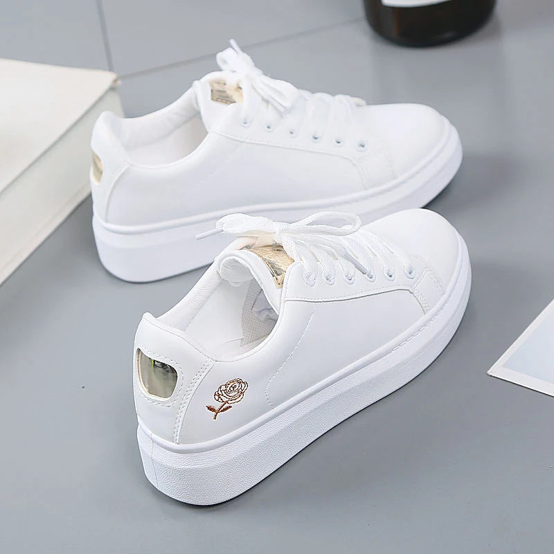 Women's Embroidered Lace-Up Sneakers — product view