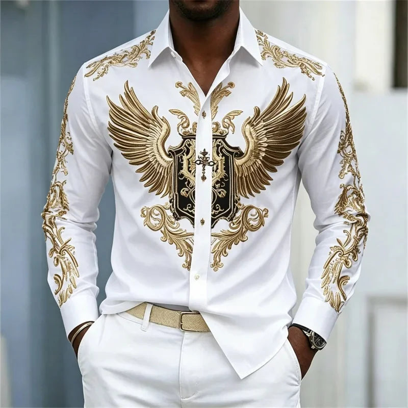 Men's Animal Print Long-Sleeve Casual Shirt