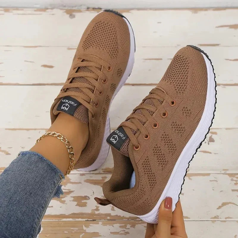 Women's Mesh Lace-Up Walking Sneakers — product view