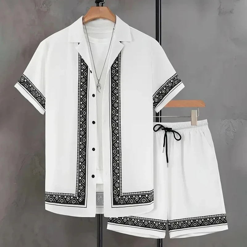 Men's Animal Print Top & Shorts Set