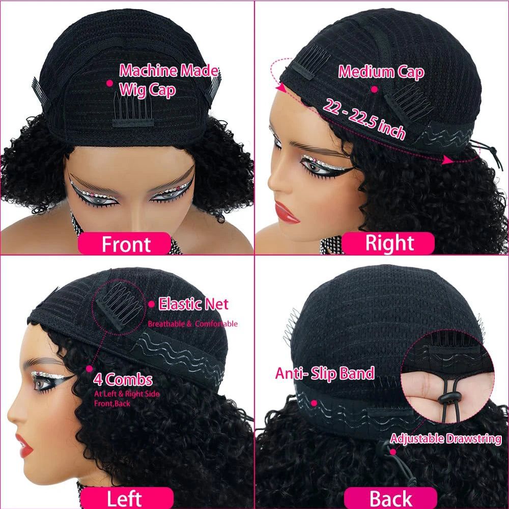 Deep Curly Half Wig Human Hair Glueless Wig Human Hair Ready to Wear - OSASCO