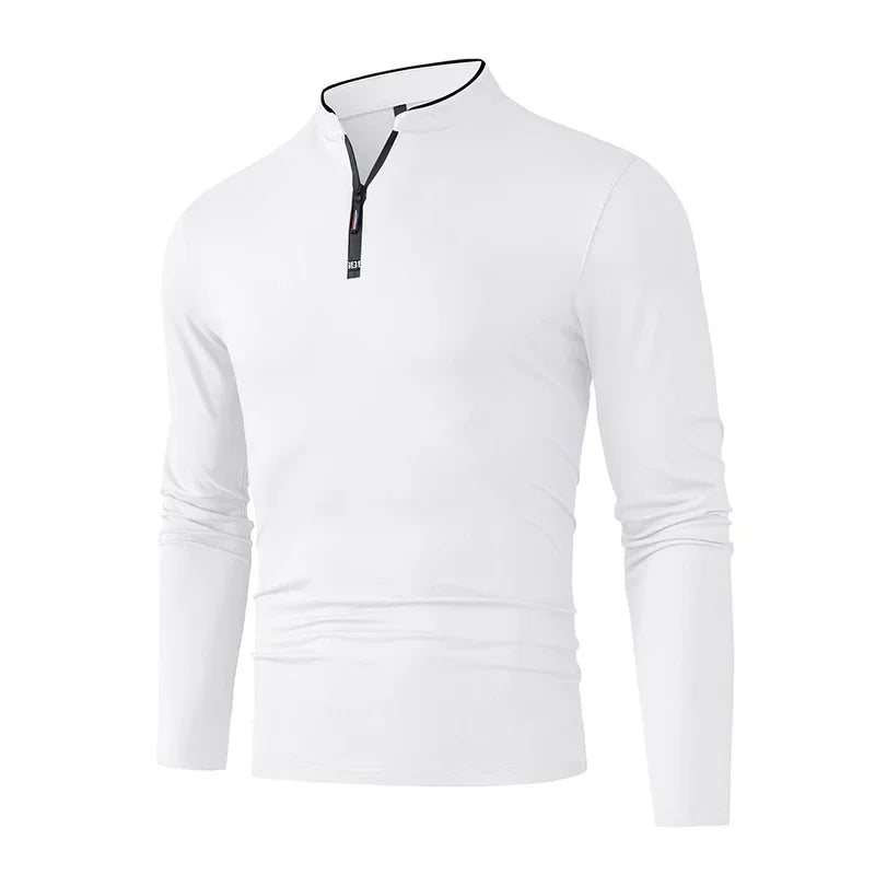 Men's Long-Sleeve Zip-Neck Polo Shirt