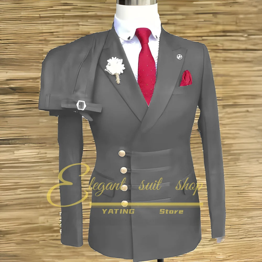 Men's Double-Breasted Two-Piece Suit Set — product view