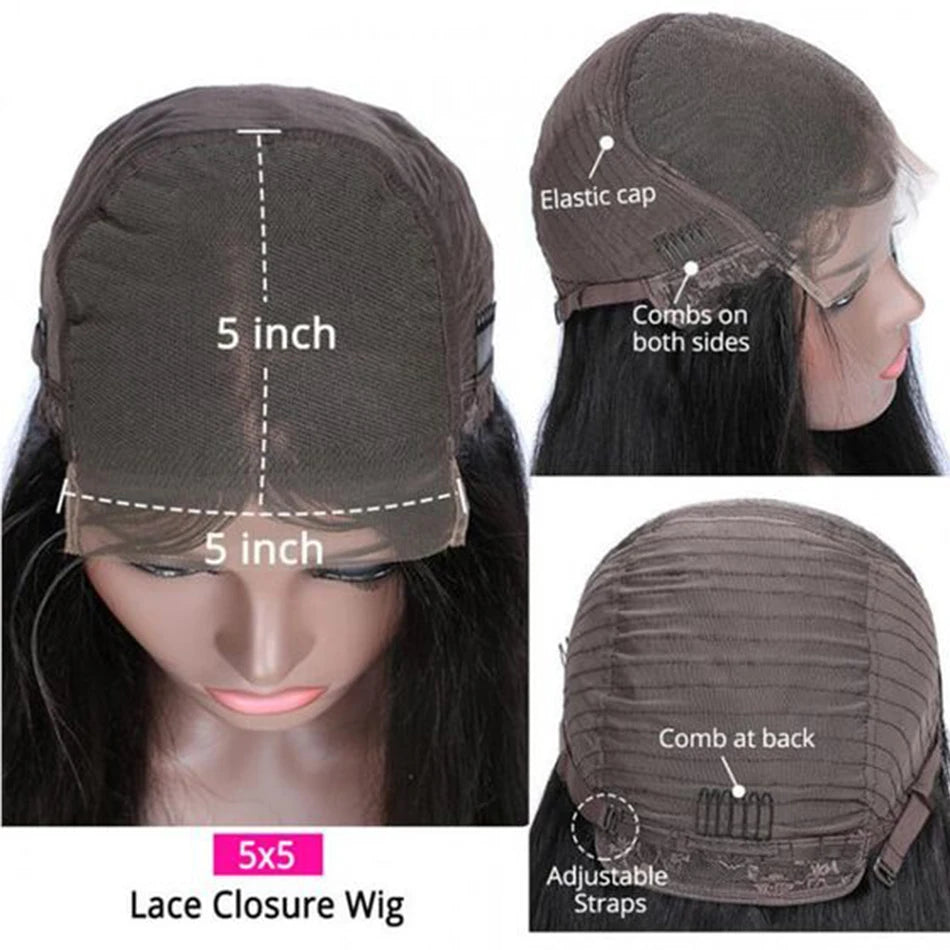 Light Brown Straight Human Hair Lace Wig — product view