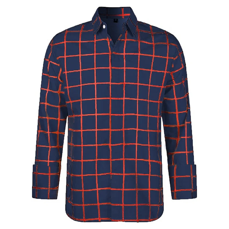 Unisex Check Print Long-Sleeve Casual Shirt
