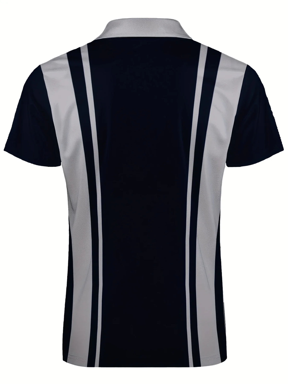 Men's Striped Zip-Neck Polo Shirt