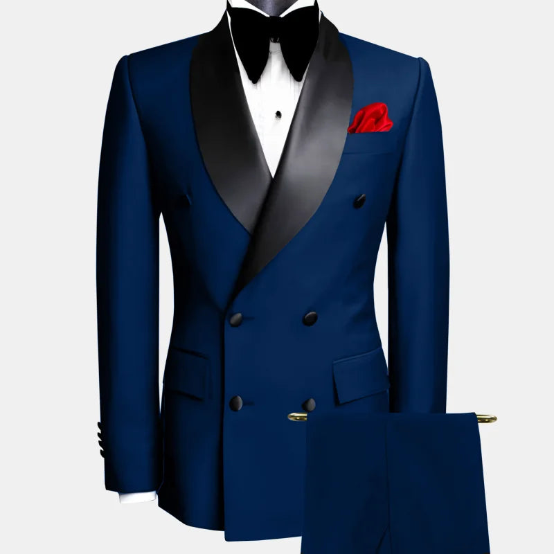 Men's Slim-Fit Double-Breasted Shawl Lapel Suit Set — product view