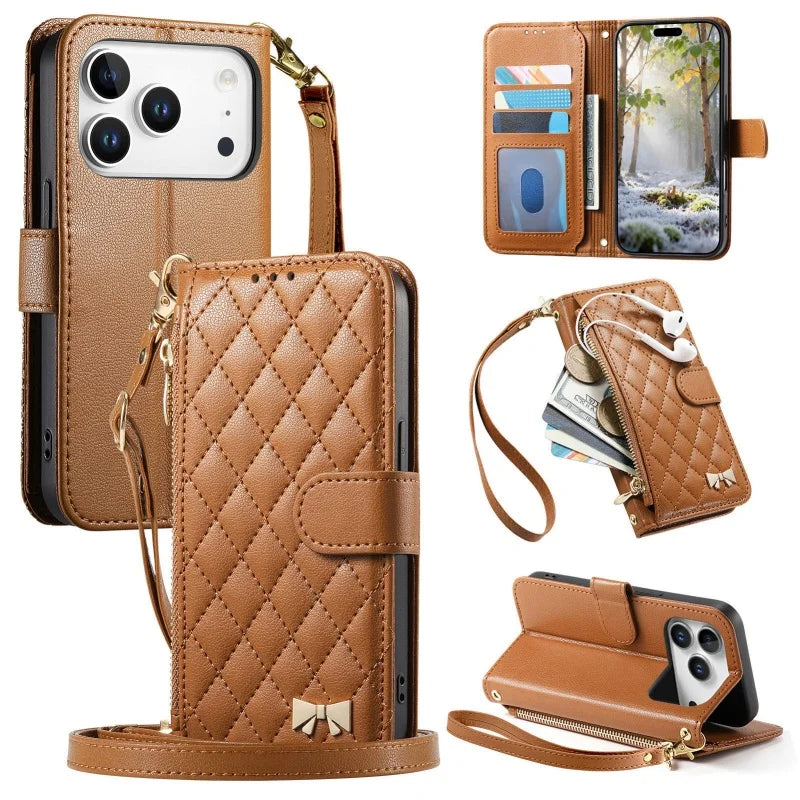 Magnetic Crossbody Zipper Wallet Phone Case for iPhone 14 Pro, iPhone 14 Plus, iPhone 14, iPhone 13 Pro Max, iPhone 13 Pro, iPhone 13, iPhone 12 Pro Max, iPhone 12 Pro, iPhone 12, iPhone 18 Pro Max, iPhone 18 Pro, iPhone 18 & More Models