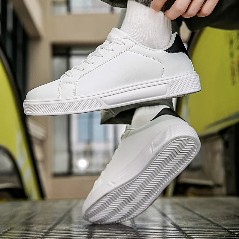 White PU Business Casual Sneakers — product view