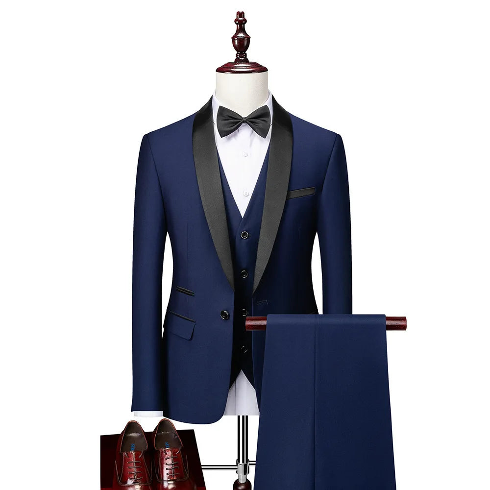 Men's Black Slim Fit Three-Piece Suit