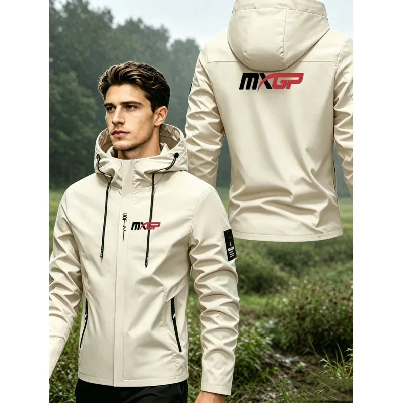 Men's Graphic Print Hooded Zip-Up Jacket