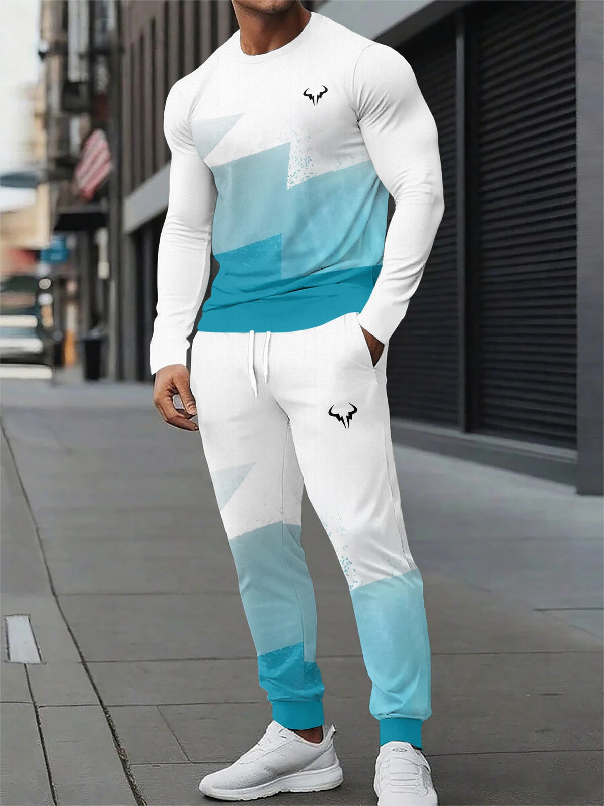 Men's Graphic Print Sweatshirt & Pants Set