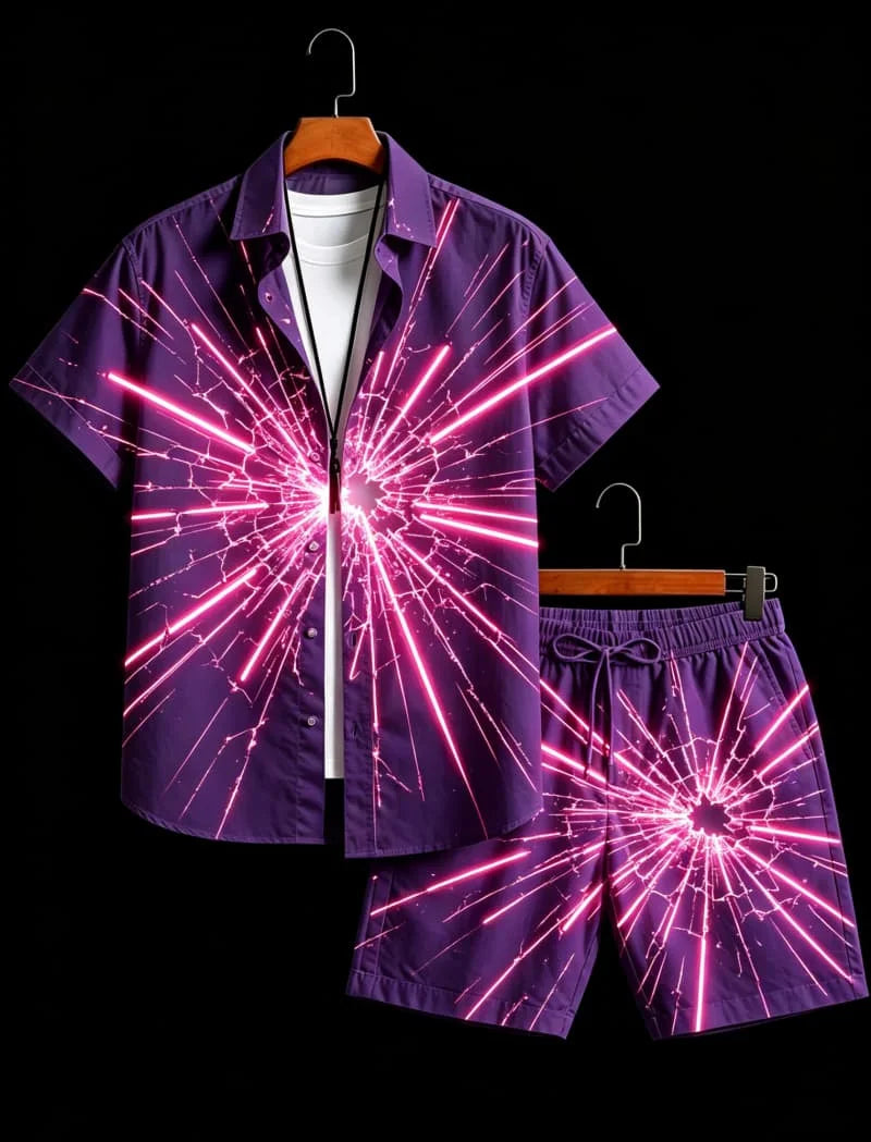 Men's Animal Print Top & Shorts Set