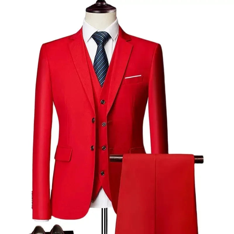 Men's Slim Fit Jacket, Vest & Trouser Set