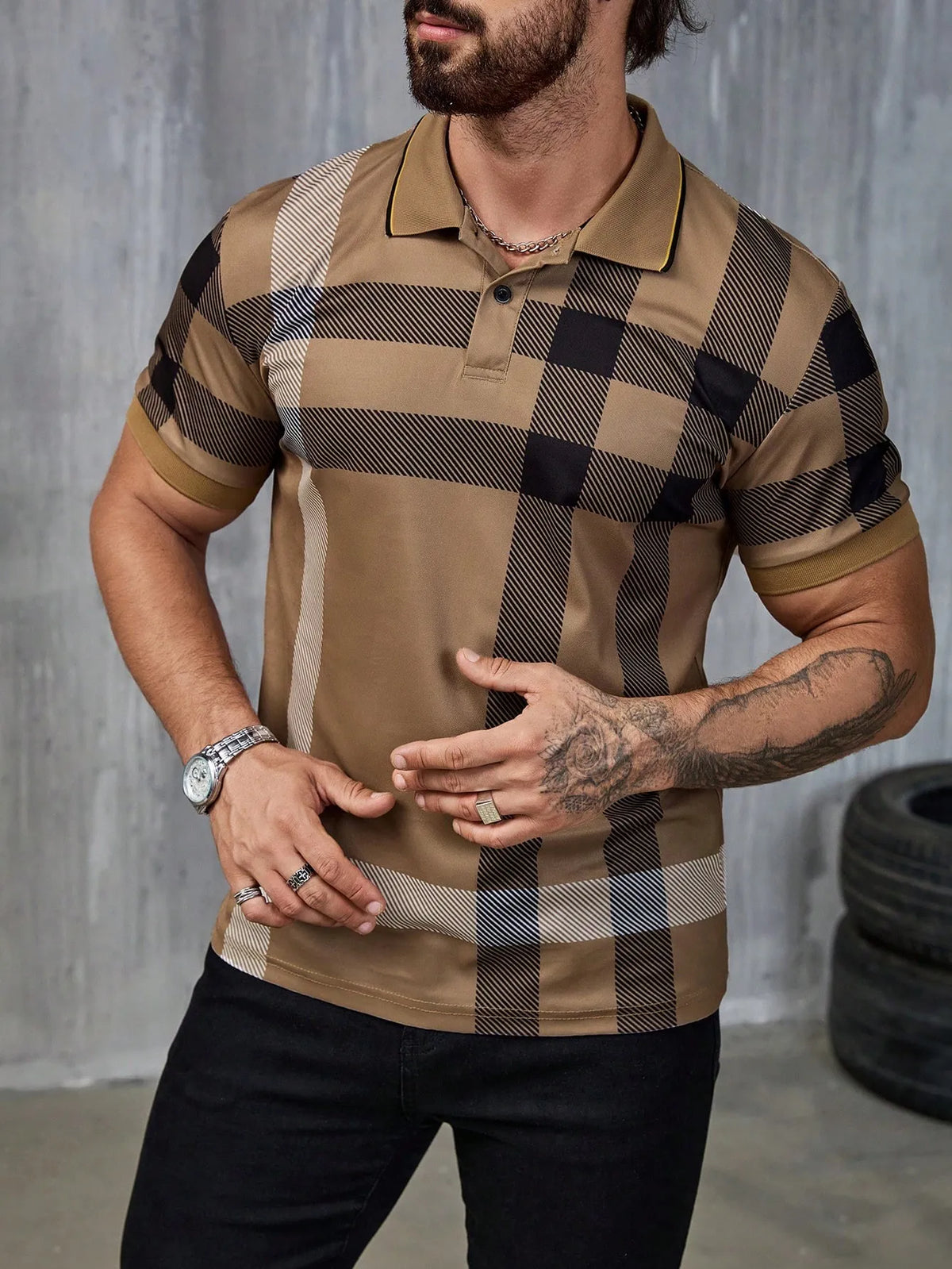 Men's Striped Short-Sleeve Polo Shirt