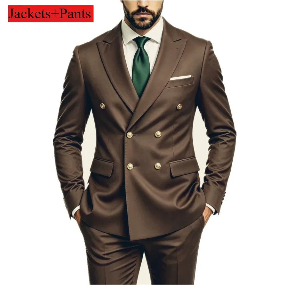 Men's Peak-Lapel Suit with Gold-Tone Buttons