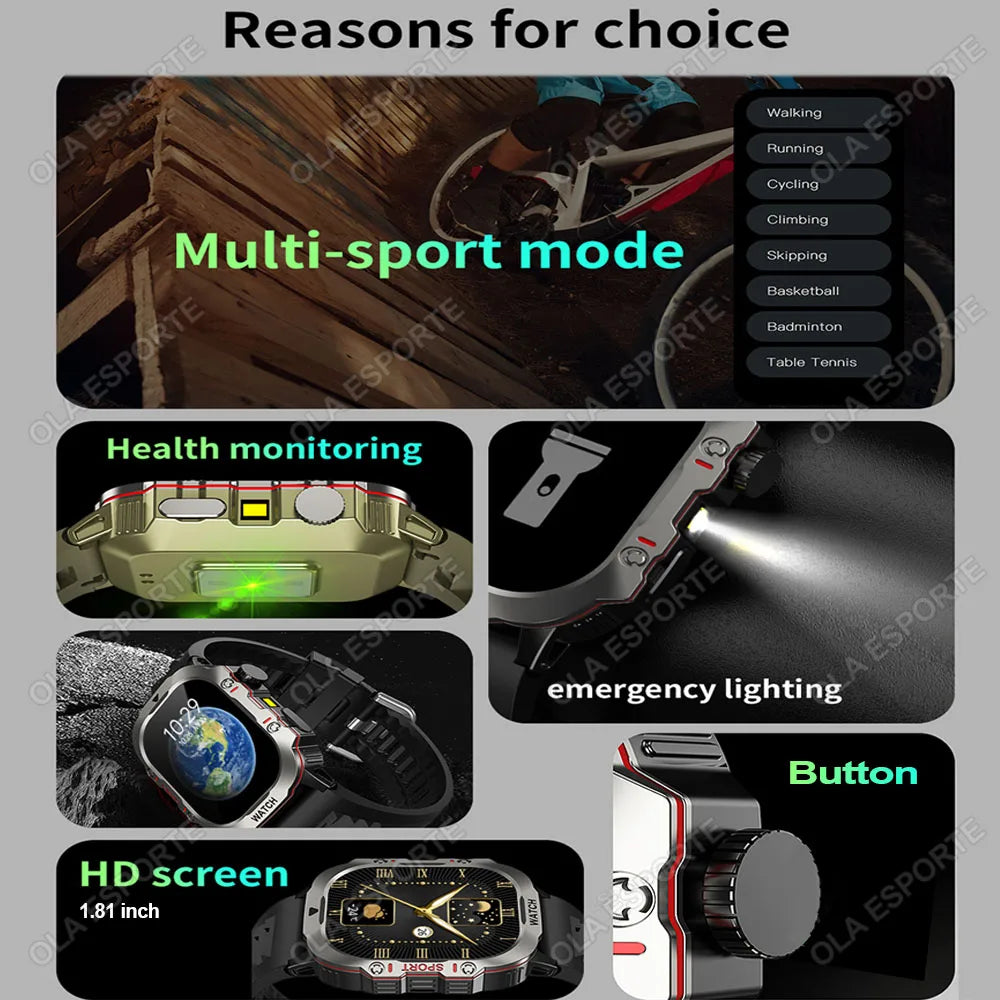 1.81-Inch Calling Smartwatch with Flashlight
