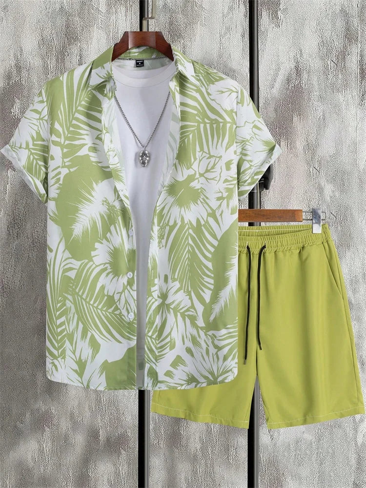 Men's Graphic Print Top & Shorts Set