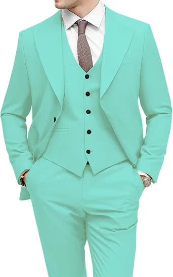 Men's 3-Piece Slim Fit Peak Lapel Suit Set — product view