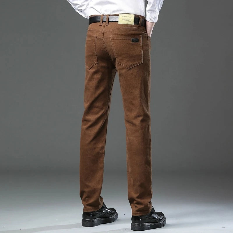 Men's Straight-Leg Stretch Denim Jeans - Business Casual Style — product view
