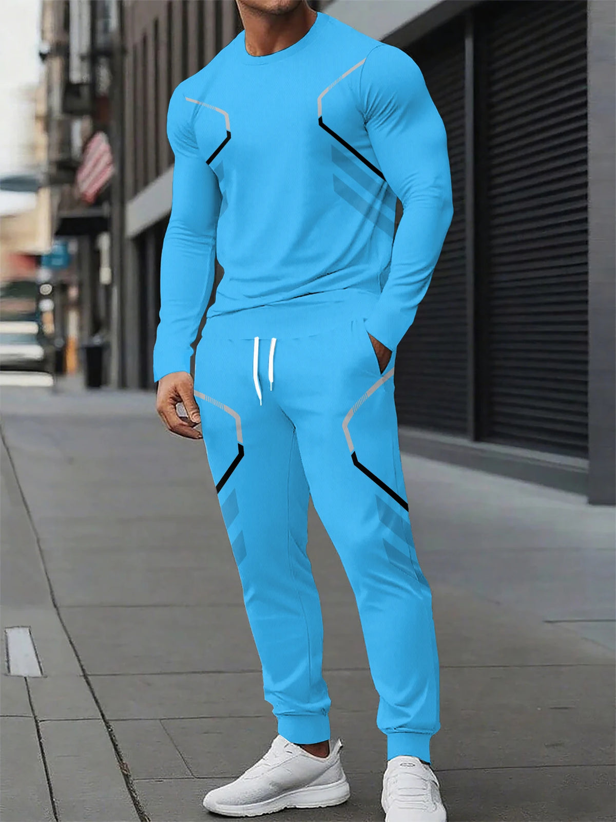 Men's Graphic Print Sweatshirt & Pants Set