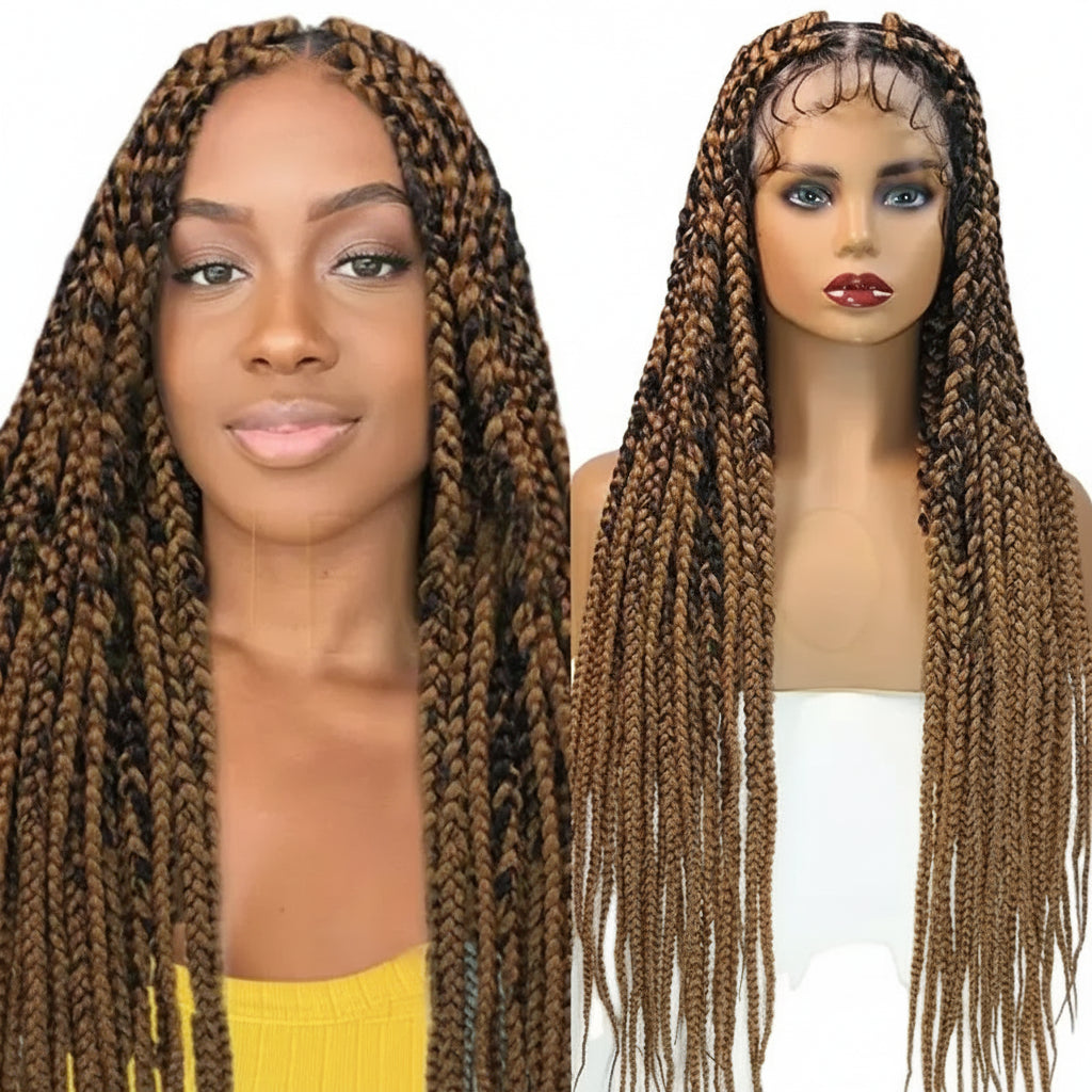 Synthetic Jumbo Box Braided Wig 1b27 Knotless Box Braids Lace Wig - OSASCO