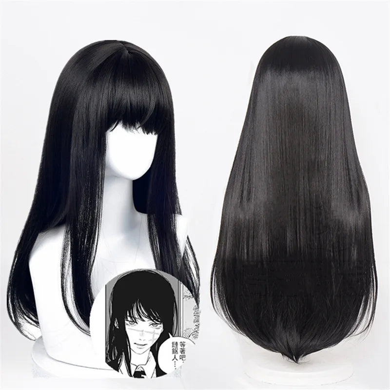 Women's Black Straight Synthetic Wig — product view