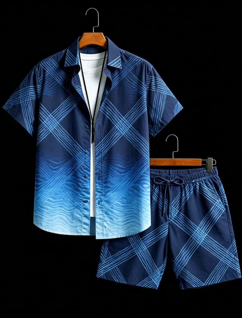 Men's Animal Print Top & Shorts Set